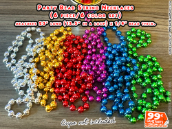 Party Bead String Necklaces, Mardi Gras Beads