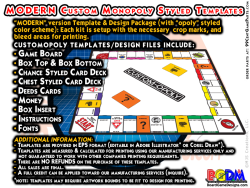 Custom Monopoly Templates for Sale - MODERN version Templates