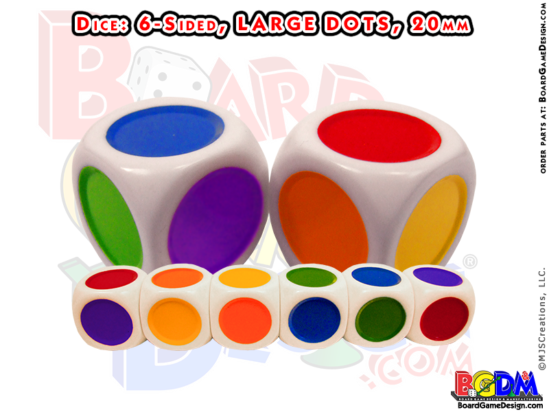 Dice (6-sided, 20mm) LARGE DOTS